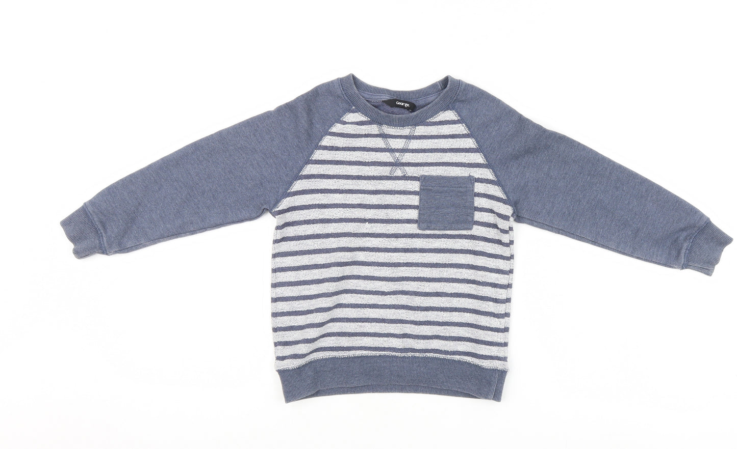 George Boys Blue Striped  Pullover Sweatshirt Size 3-4 Years