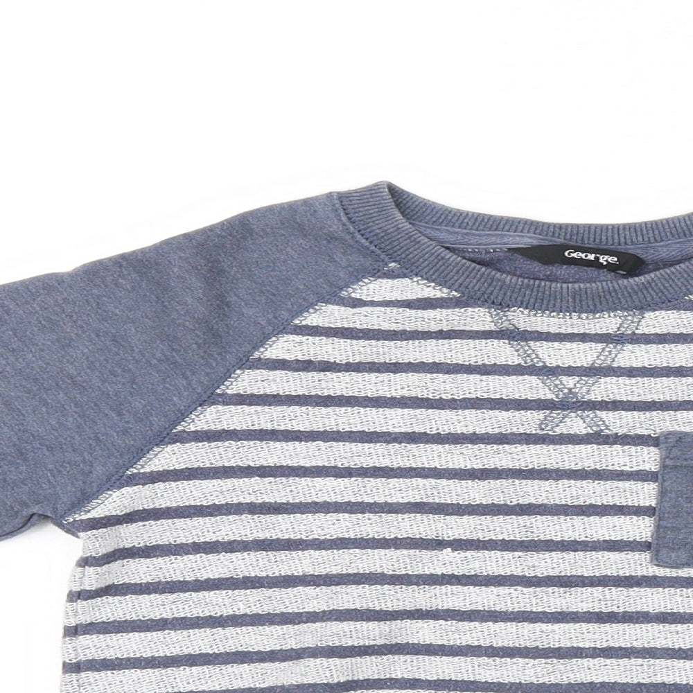 George Boys Blue Striped  Pullover Sweatshirt Size 3-4 Years