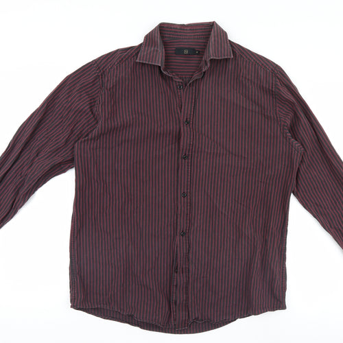 TU Mens Multicoloured Striped   Button-Up Size 16