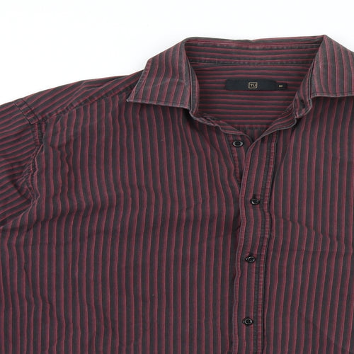 TU Mens Multicoloured Striped   Button-Up Size 16