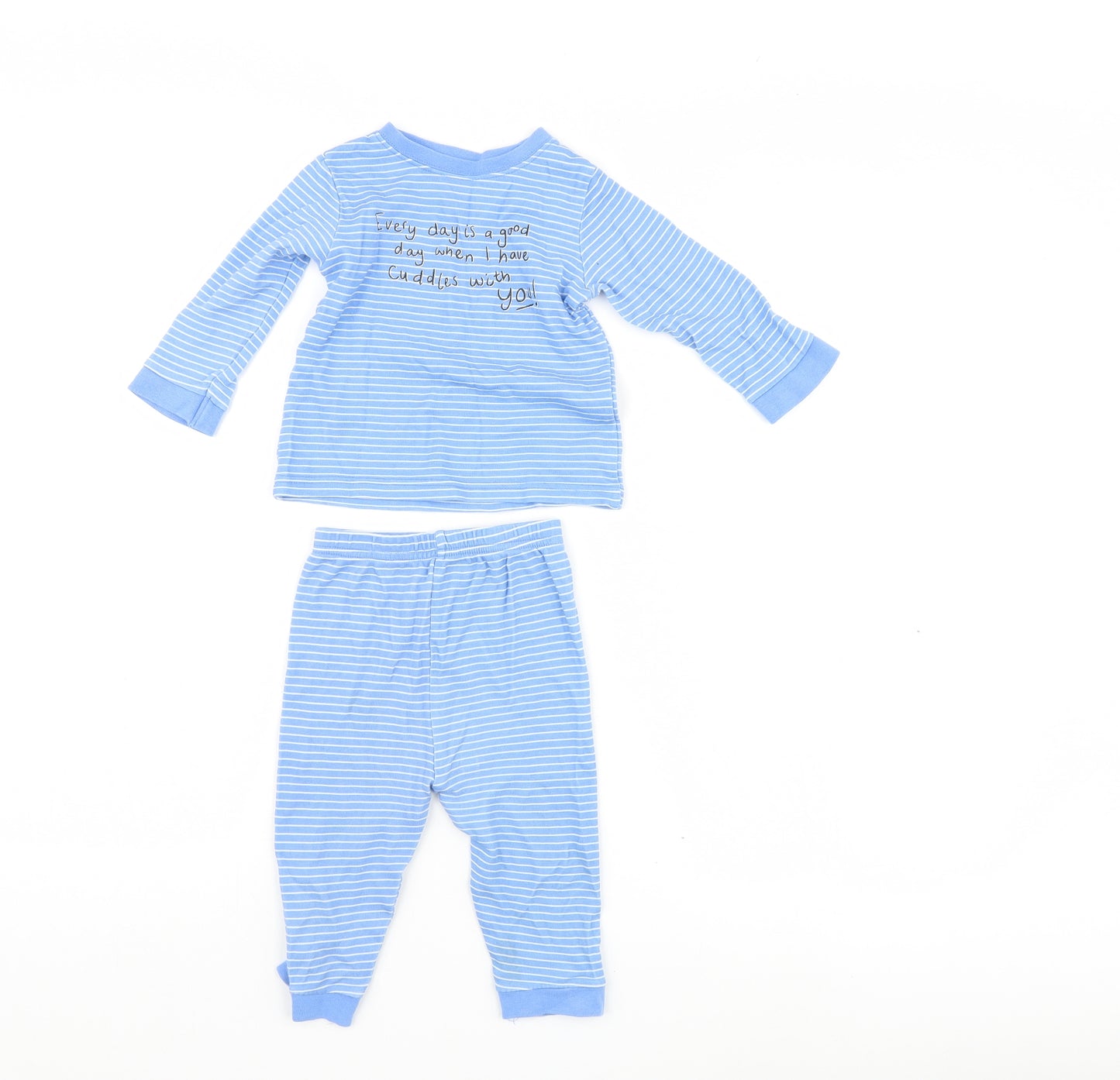 George Boys Blue Striped  Cami Pyjama Set Size 9-12 Months