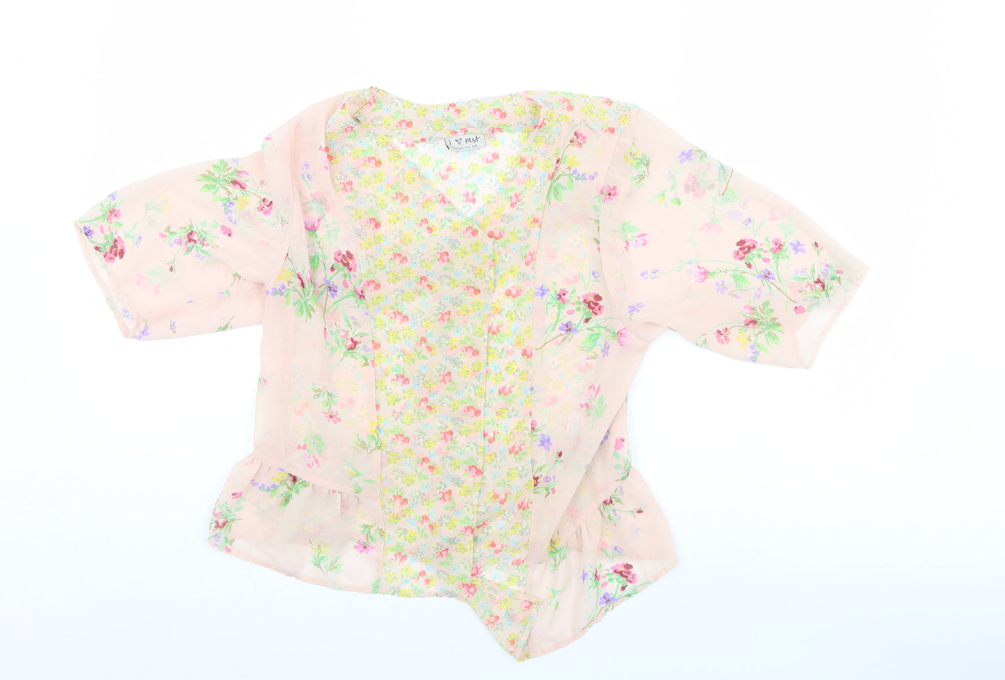 NEXT Girls Pink Floral  Kimono Blouse Size 9 Years