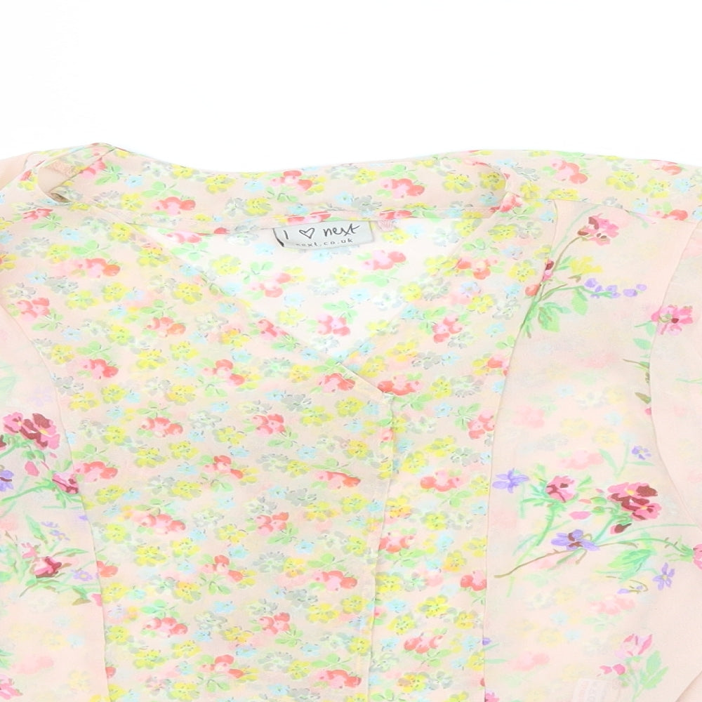 NEXT Girls Pink Floral  Kimono Blouse Size 9 Years