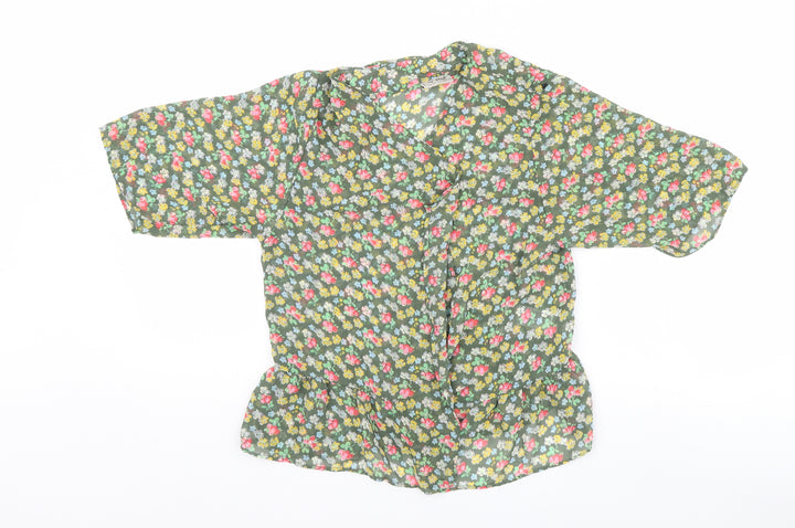 NEXT Girls Ivory Floral  Kimono Blouse Size 9 Years