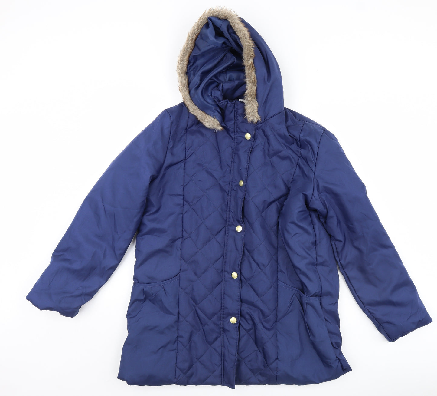 Anne De Lancay Womens Blue   Quilted Coat Size M