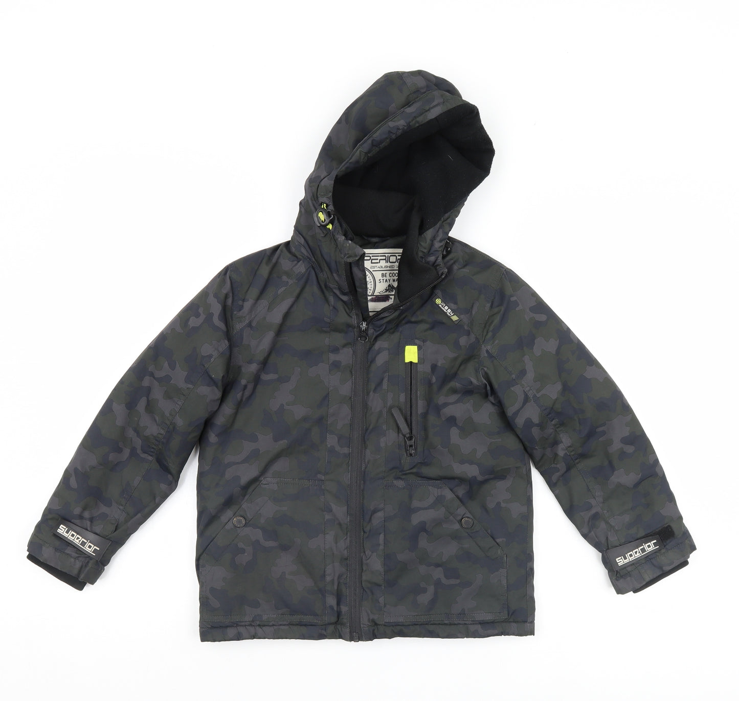 Marks and Spencer Boys Green Camouflage  Basic Coat Coat Size 7-8 Years