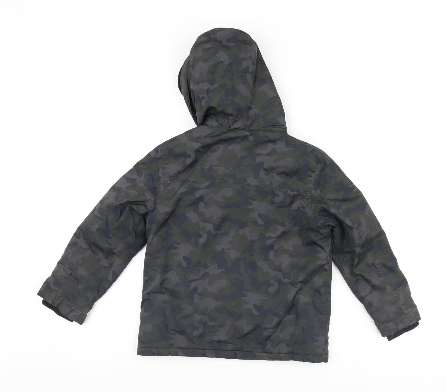 Marks and Spencer Boys Green Camouflage  Basic Coat Coat Size 7-8 Years