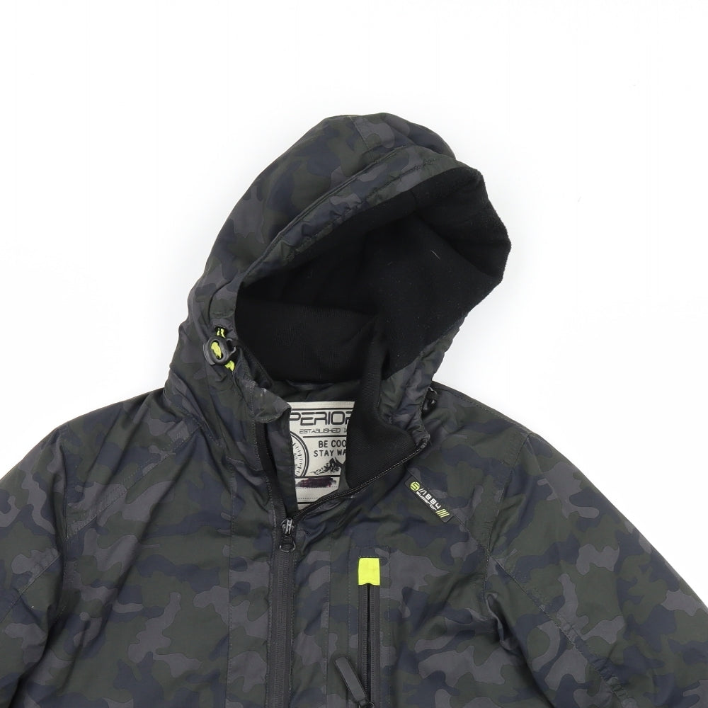 Marks and Spencer Boys Green Camouflage  Basic Coat Coat Size 7-8 Years