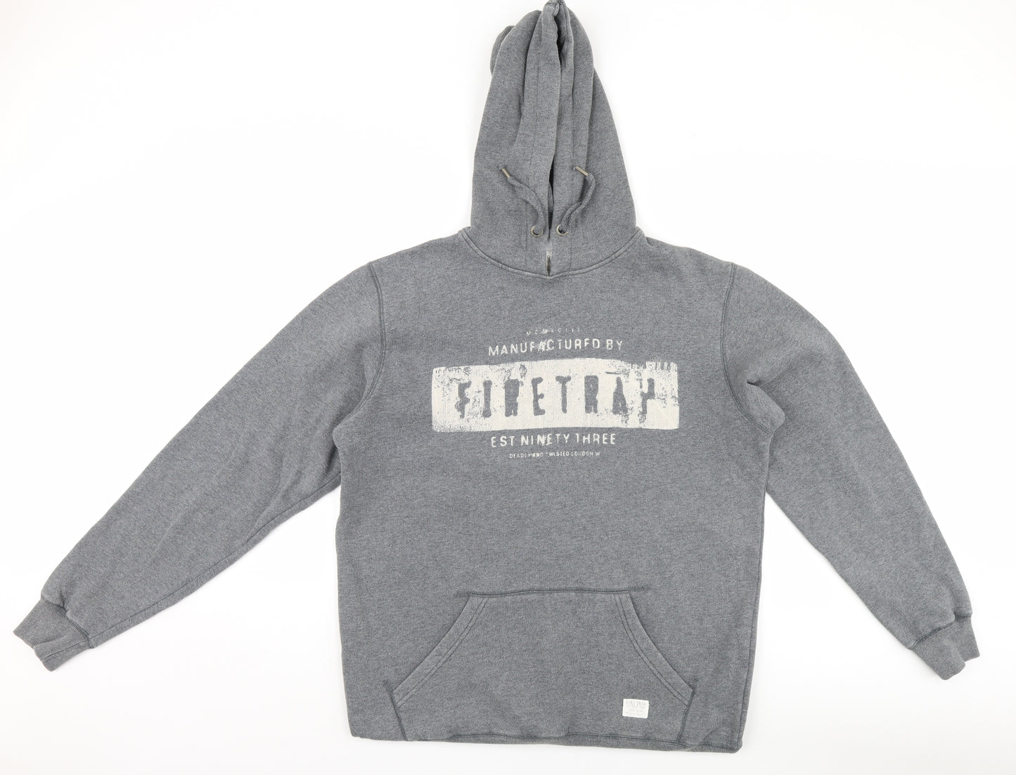 Firetrap Mens Grey   Henley Hoodie Size M