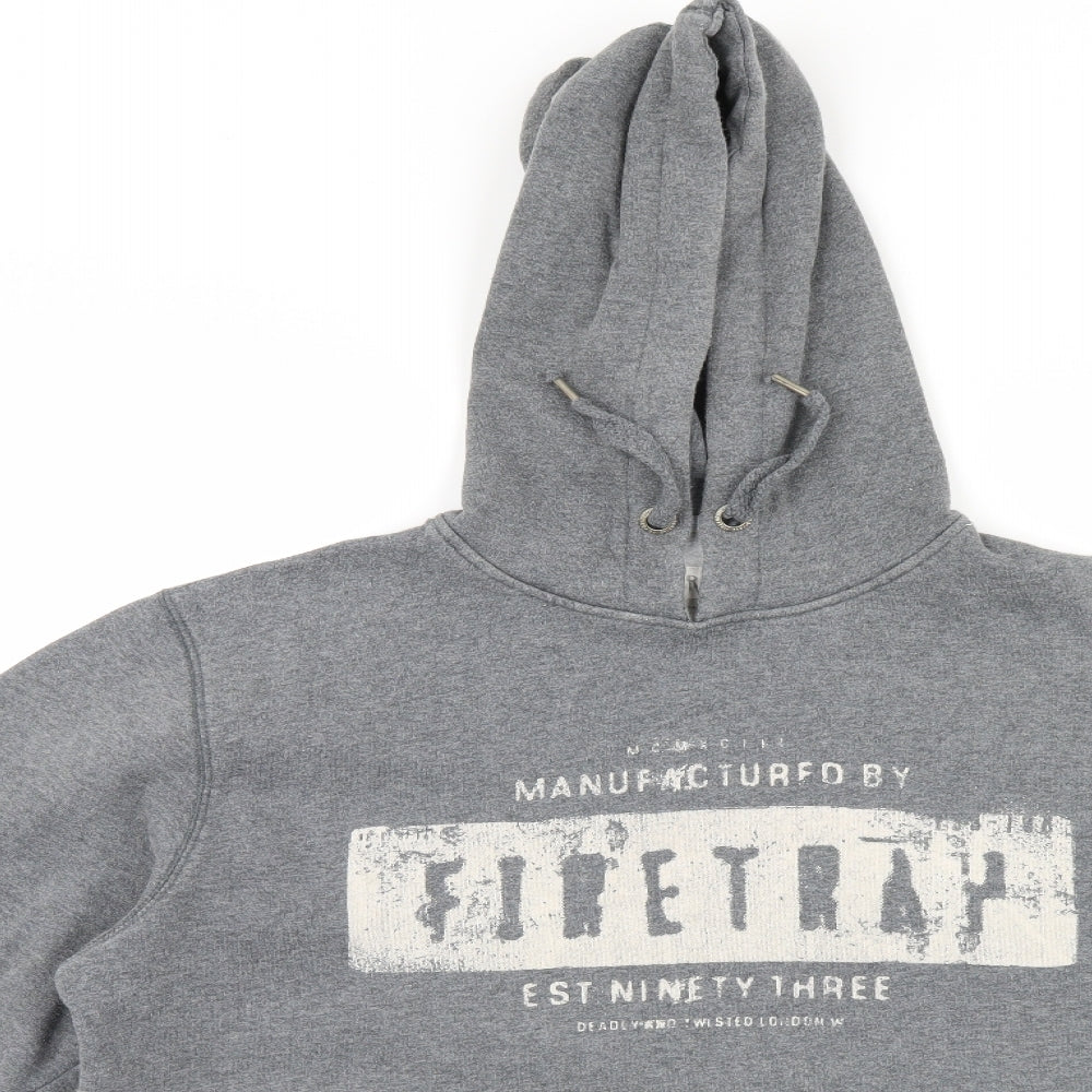 Firetrap Mens Grey   Henley Hoodie Size M