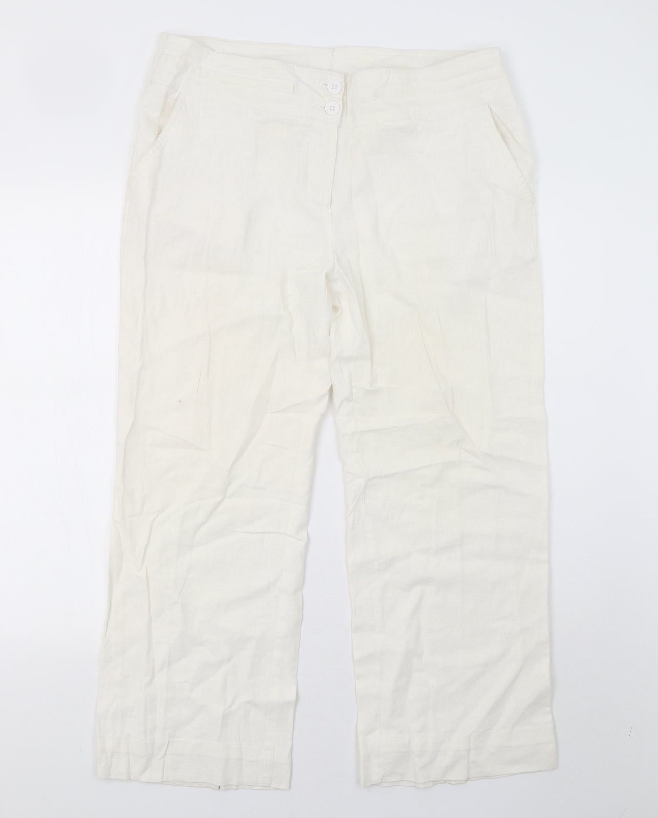 Preworn Womens White   Trousers  Size 14 L27 in