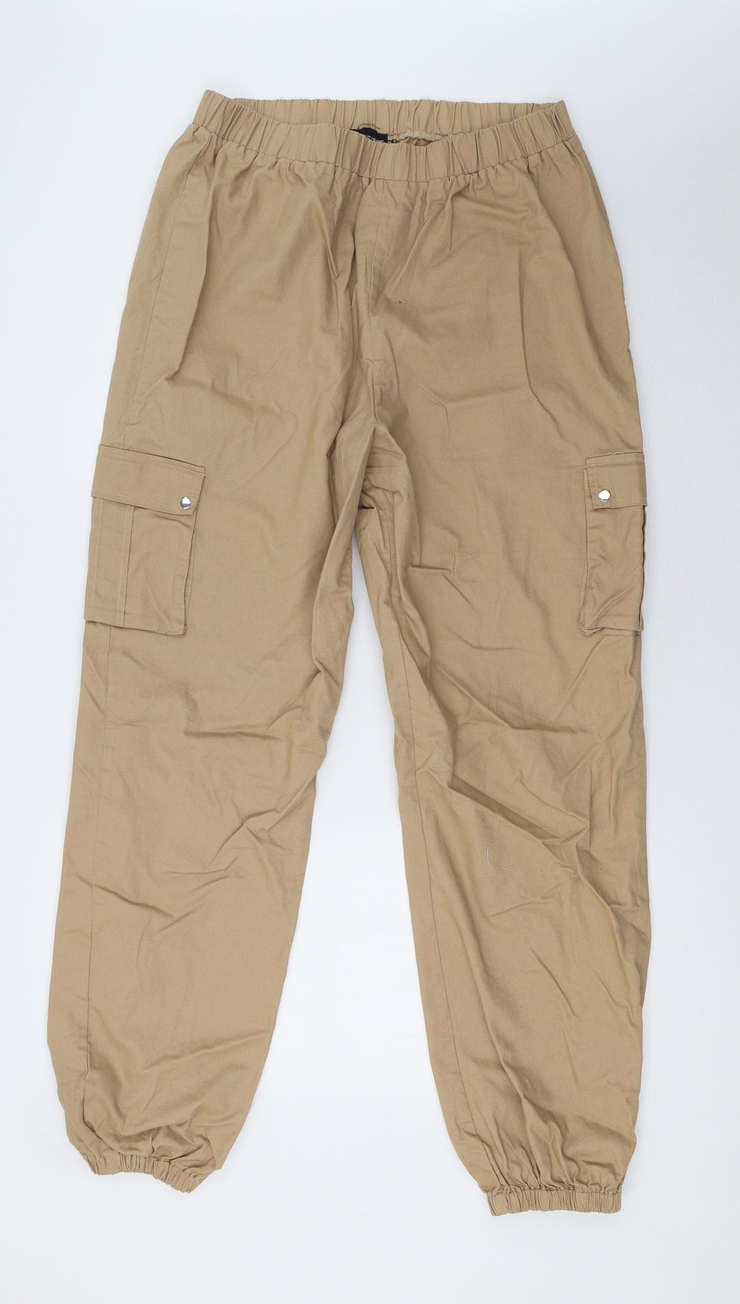PRETTYLITTLETHING Womens Beige   Cargo Trousers Size 16 L32 in