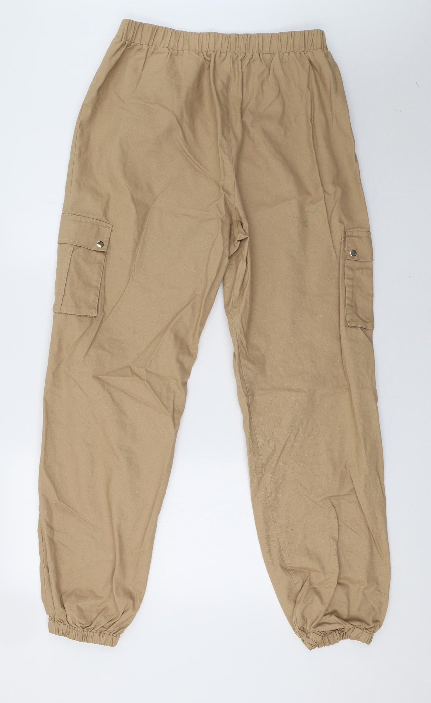 PRETTYLITTLETHING Womens Beige   Cargo Trousers Size 16 L32 in