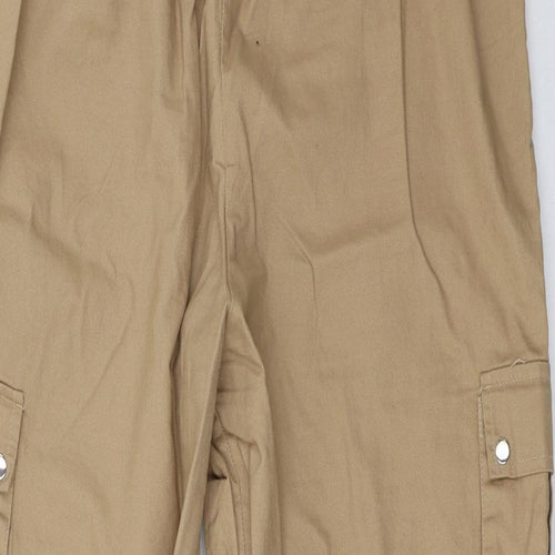 PRETTYLITTLETHING Womens Beige   Cargo Trousers Size 16 L32 in