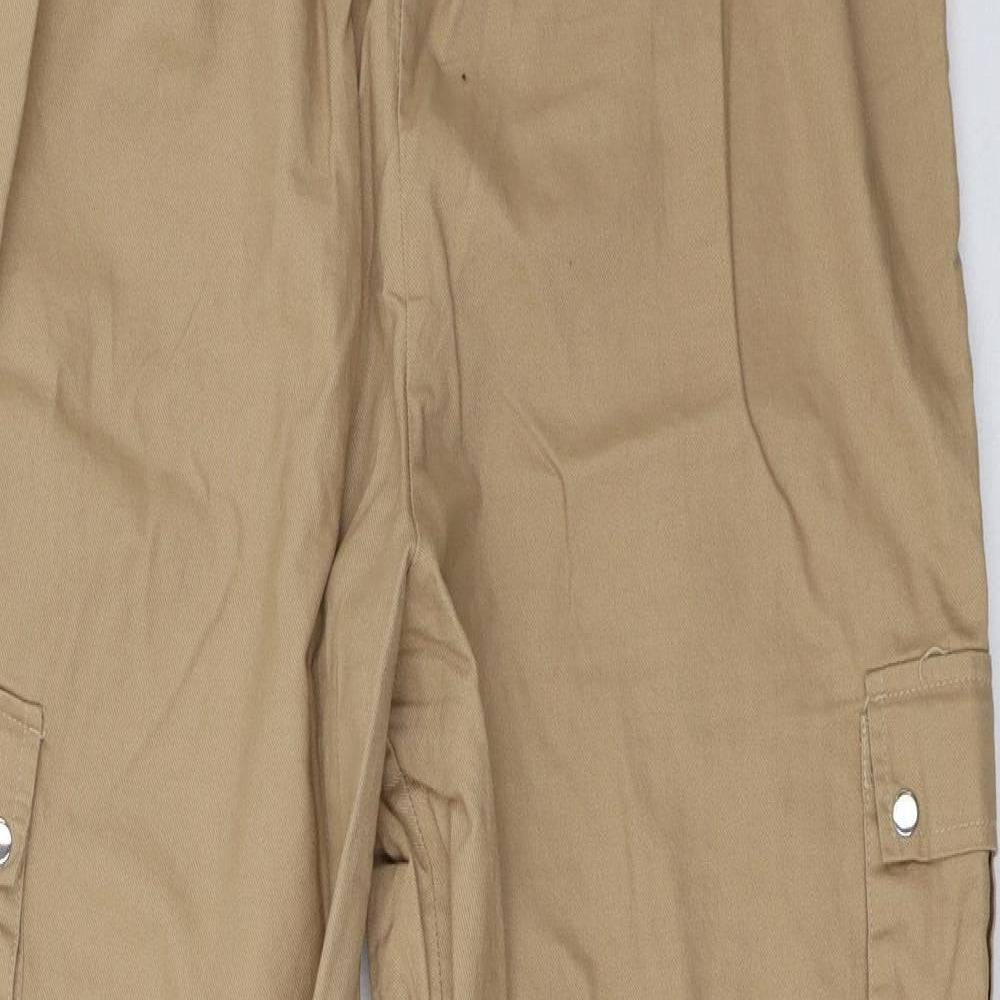 PRETTYLITTLETHING Womens Beige   Cargo Trousers Size 16 L32 in