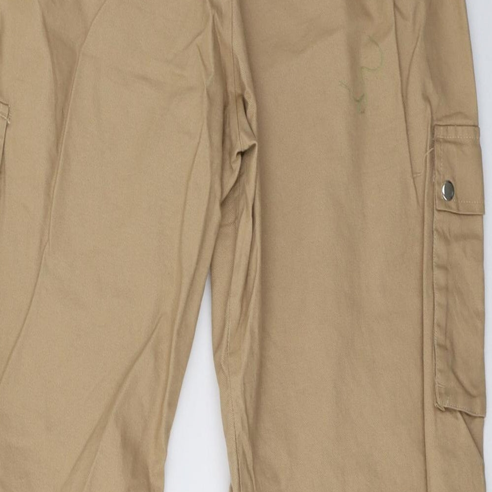 PRETTYLITTLETHING Womens Beige   Cargo Trousers Size 16 L32 in