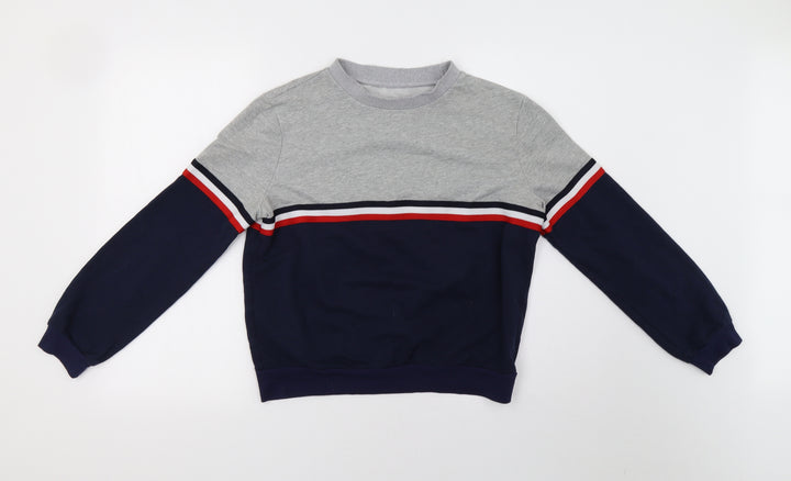 Preworn Womens Grey Striped Pullover Sweatshirt Size L