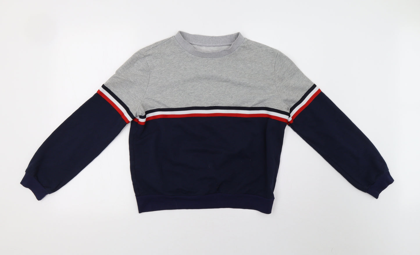 Preworn Womens Grey Striped  Pullover Sweatshirt Size L