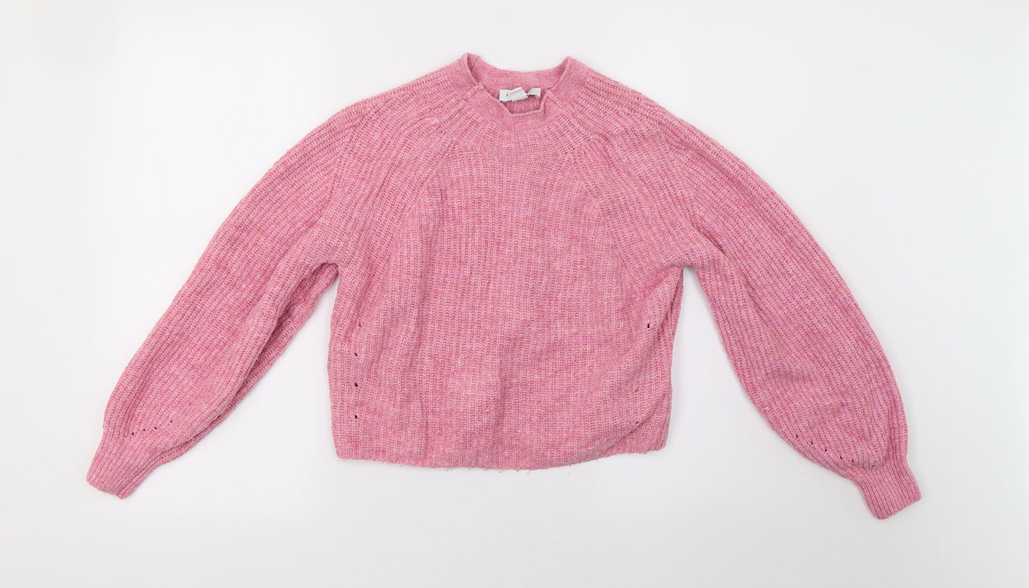 Topshop Womens Pink  Knit Pullover Sweatshirt Size S