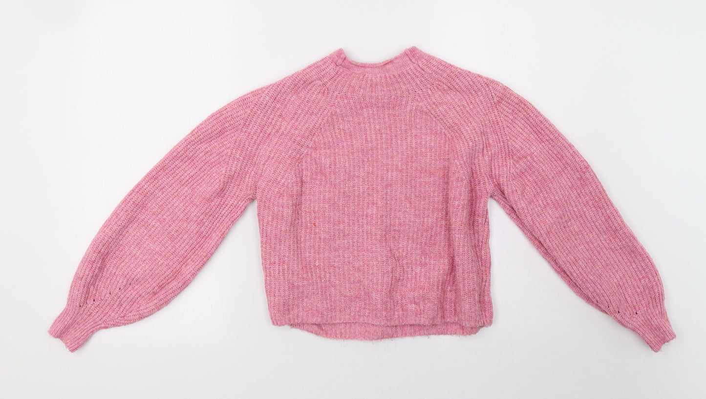 Topshop Womens Pink  Knit Pullover Sweatshirt Size S