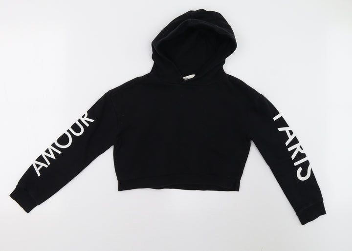 Miss Evie Girls Black Pullover Hoodie Size 10 Years