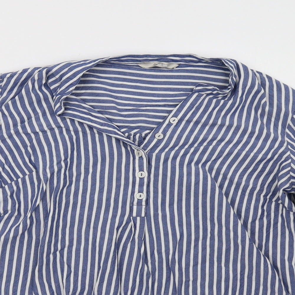 geogre Womens Blue Striped  Basic Button-Up Size 12