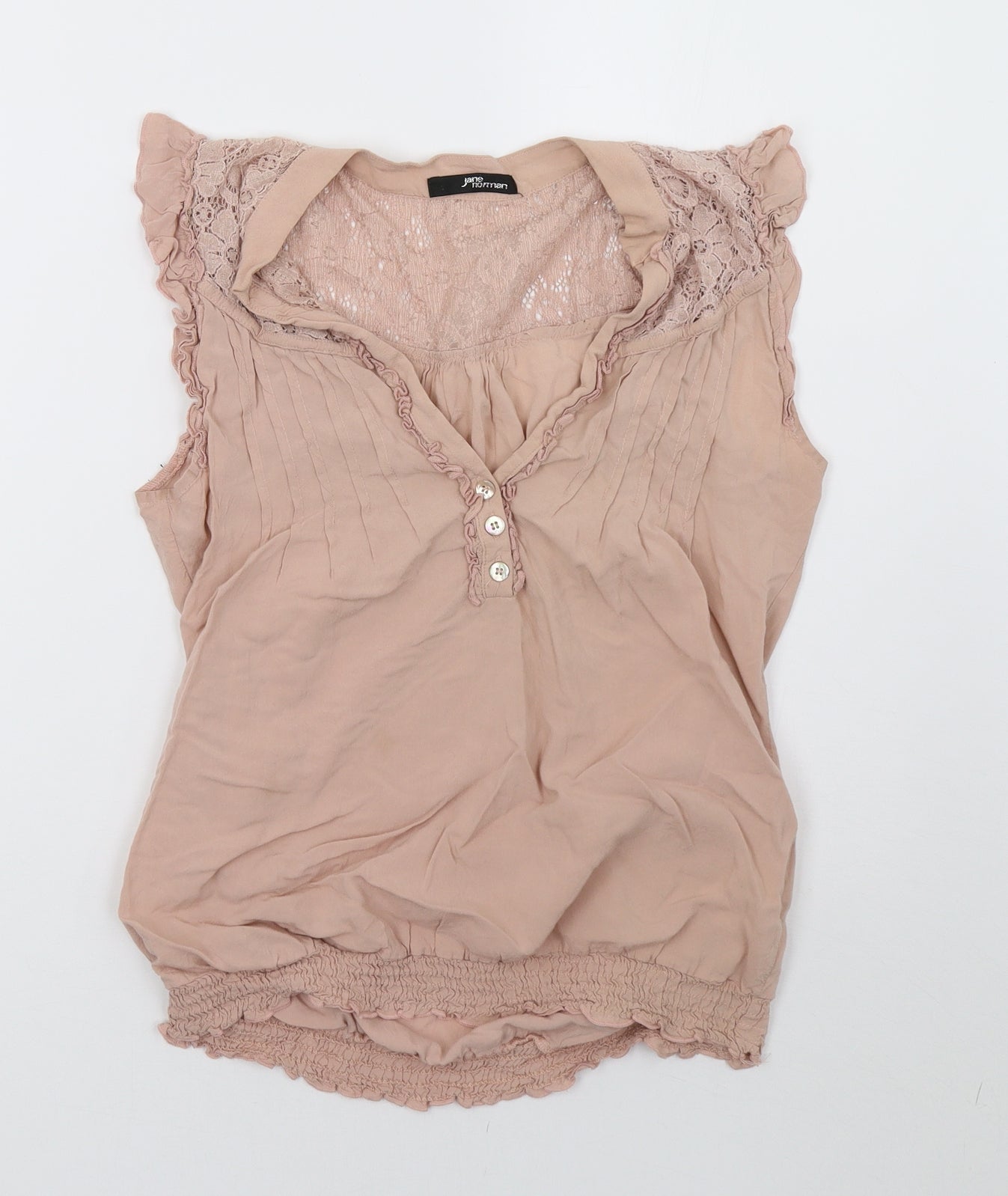Jane Norman Womens Beige   Basic T-Shirt Size 10