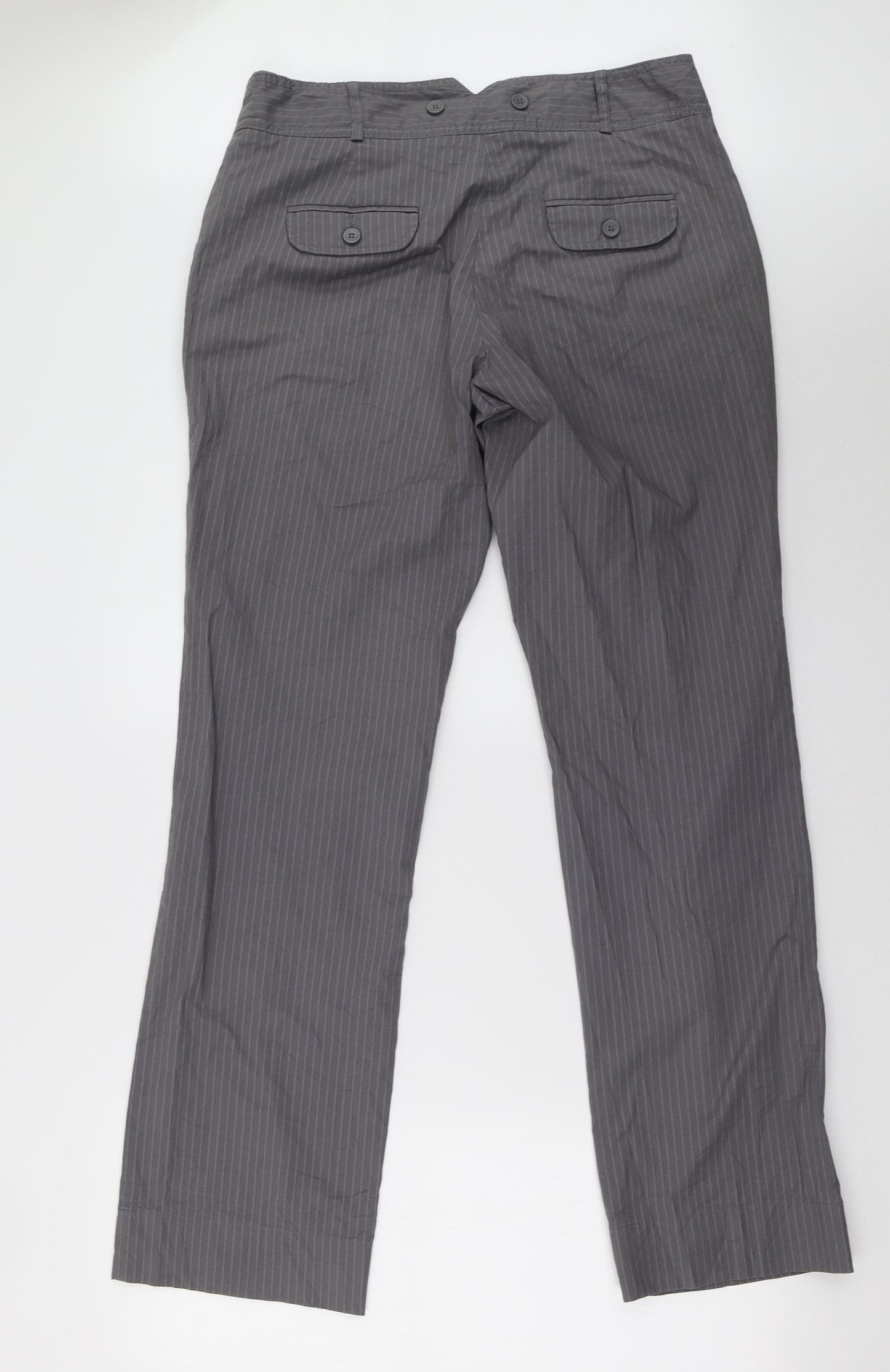 Marks and Spencer Womens Grey Striped  Trousers  Size 14 L33 in