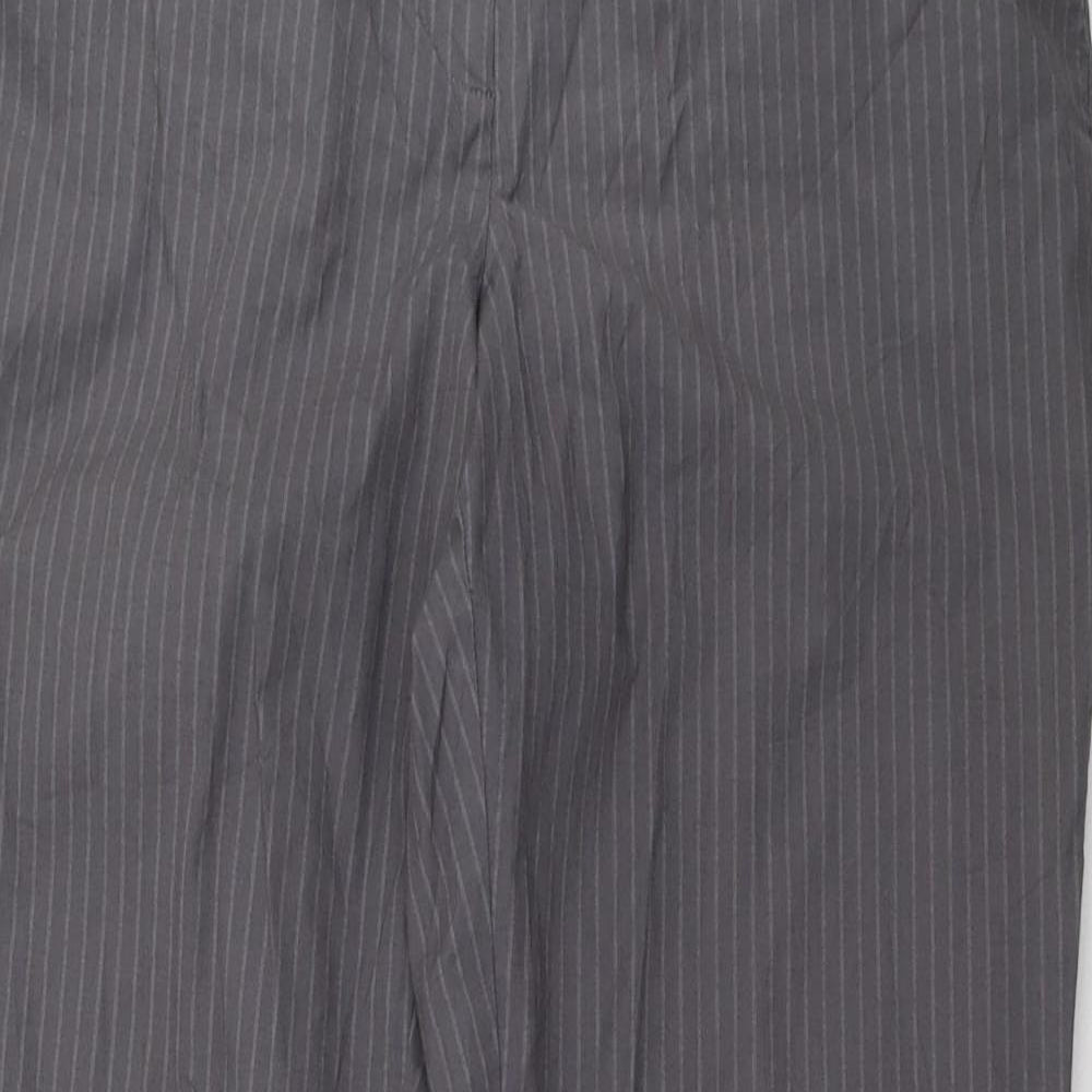 Marks and Spencer Womens Grey Striped  Trousers  Size 14 L33 in