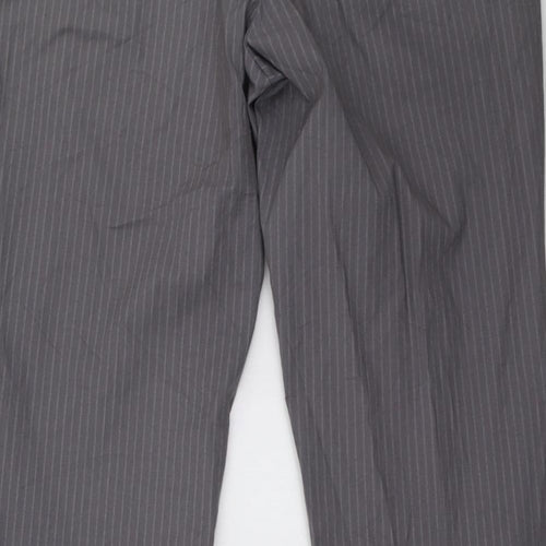 Marks and Spencer Womens Grey Striped  Trousers  Size 14 L33 in