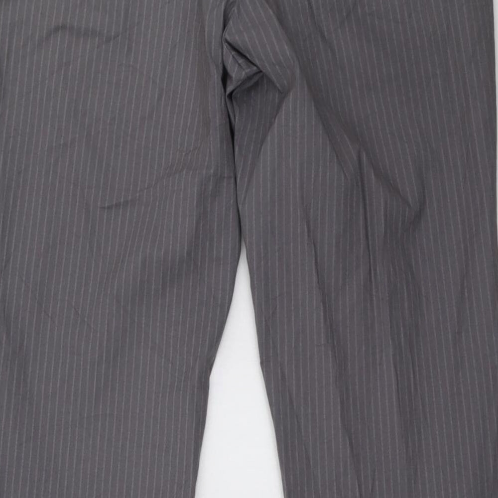 Marks and Spencer Womens Grey Striped  Trousers  Size 14 L33 in