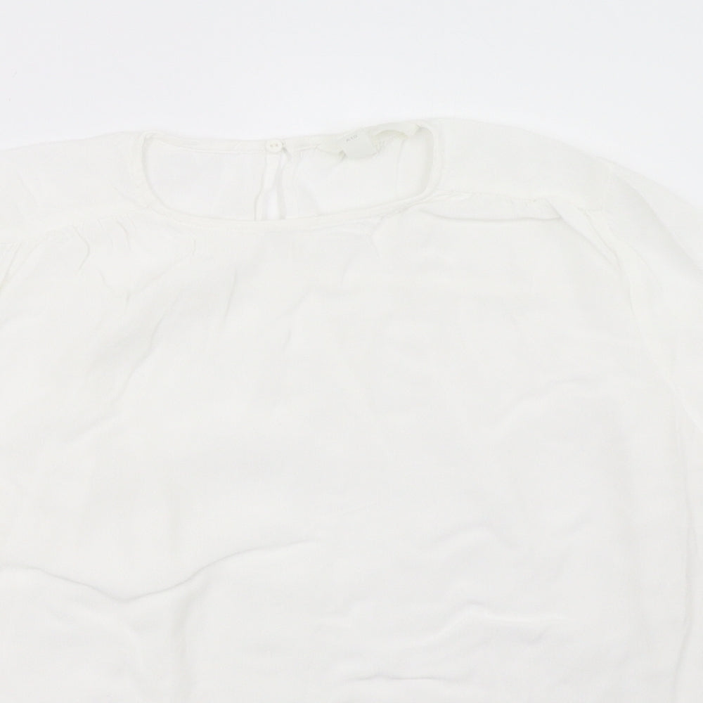H&M Womens White   Basic T-Shirt Size 8