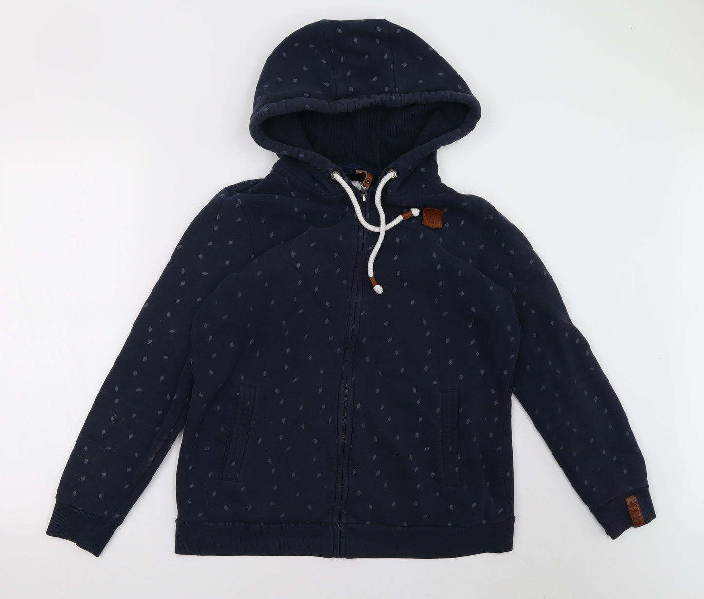 ESMARA Womens Beige Polka Dot  Full Zip Hoodie Size L