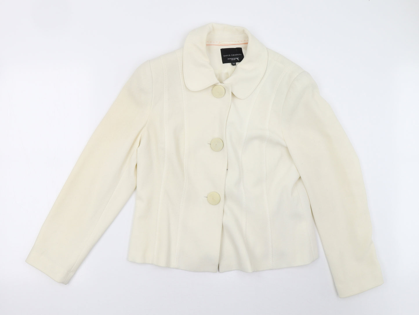 david emanuel Womens White   Jacket Blazer Size 14