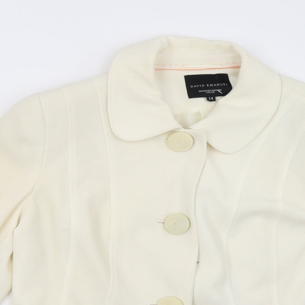 david emanuel Womens White   Jacket Blazer Size 14
