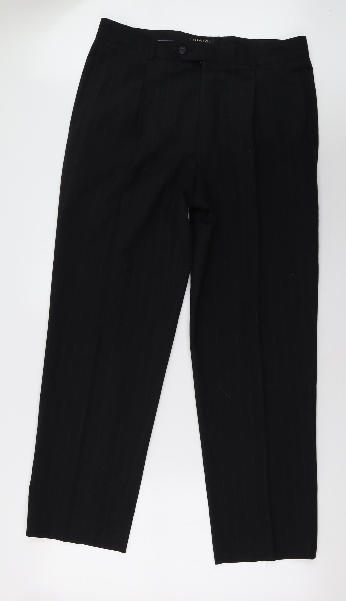 George Mens Black Striped  Trousers  Size 36 L31 in