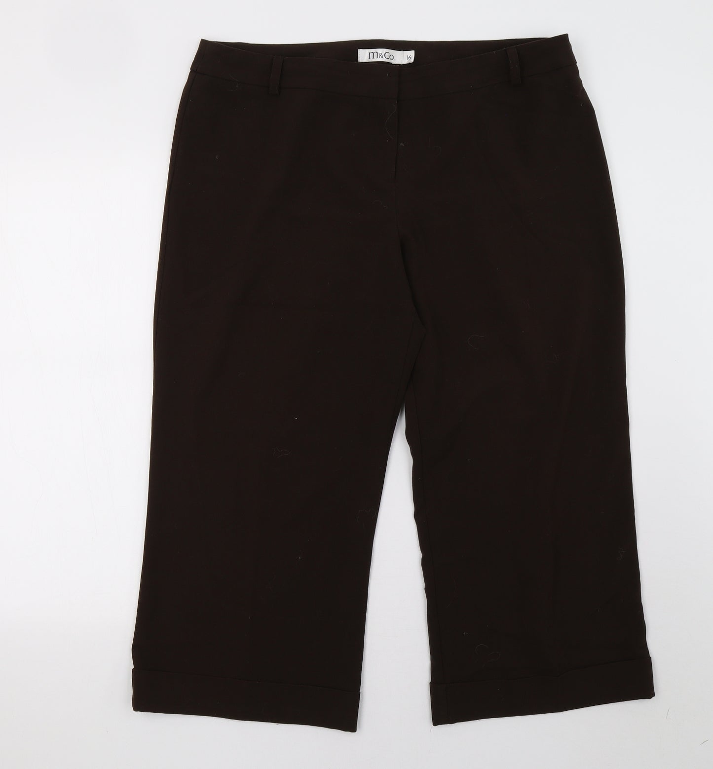 M&Co Womens Brown   Cropped Trousers Size 16 L24 in