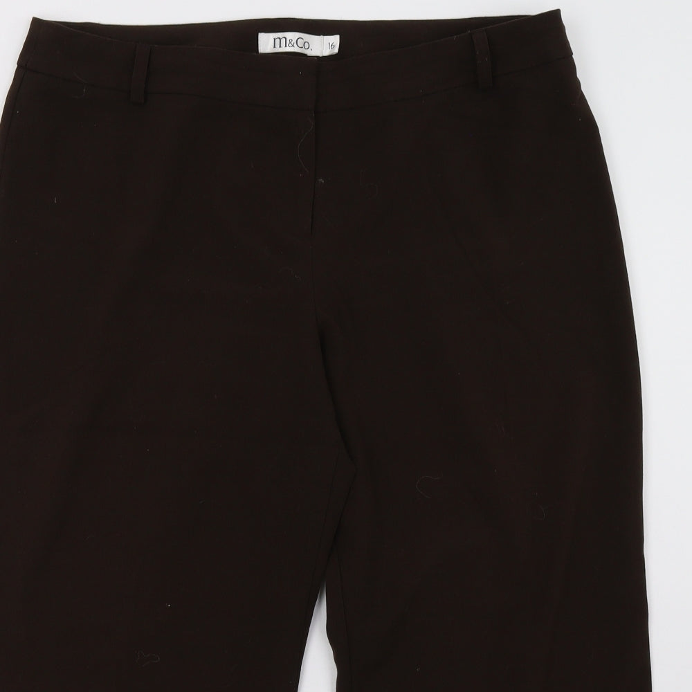 M&Co Womens Brown   Cropped Trousers Size 16 L24 in
