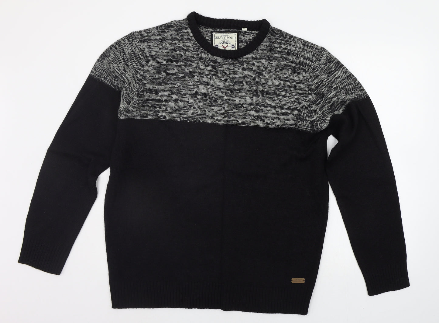 Brave Soul Womens Black Geometric  Pullover Jumper Size XL
