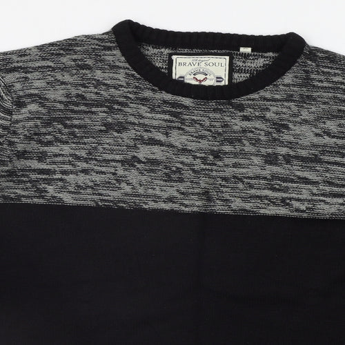 Brave Soul Womens Black Geometric  Pullover Jumper Size XL