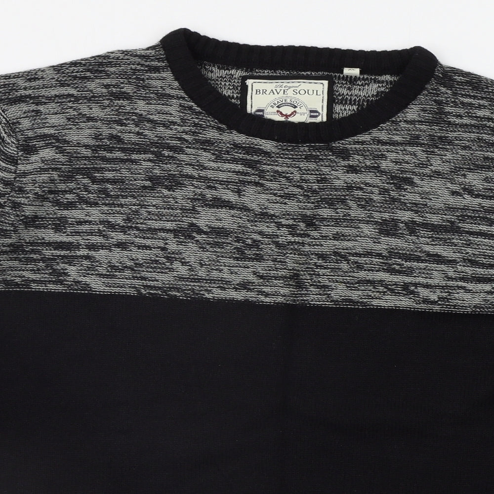 Brave Soul Womens Black Geometric  Pullover Jumper Size XL