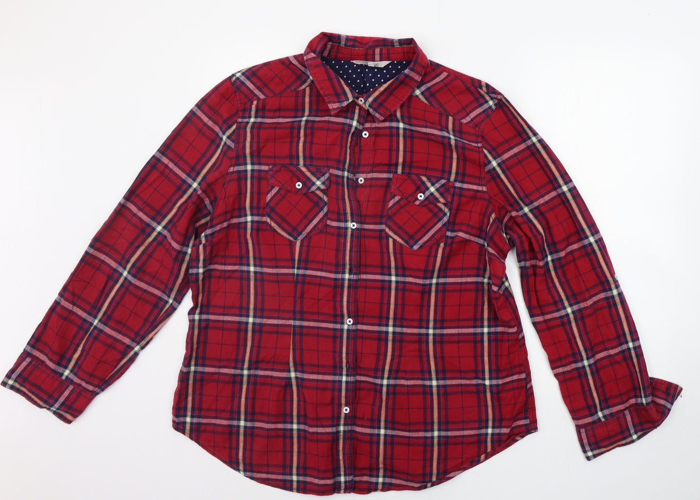 Peacocks Womens Red Check  Basic Button-Up Size 22