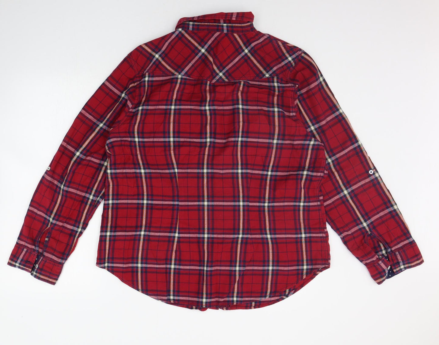 Peacocks Womens Red Check  Basic Button-Up Size 22