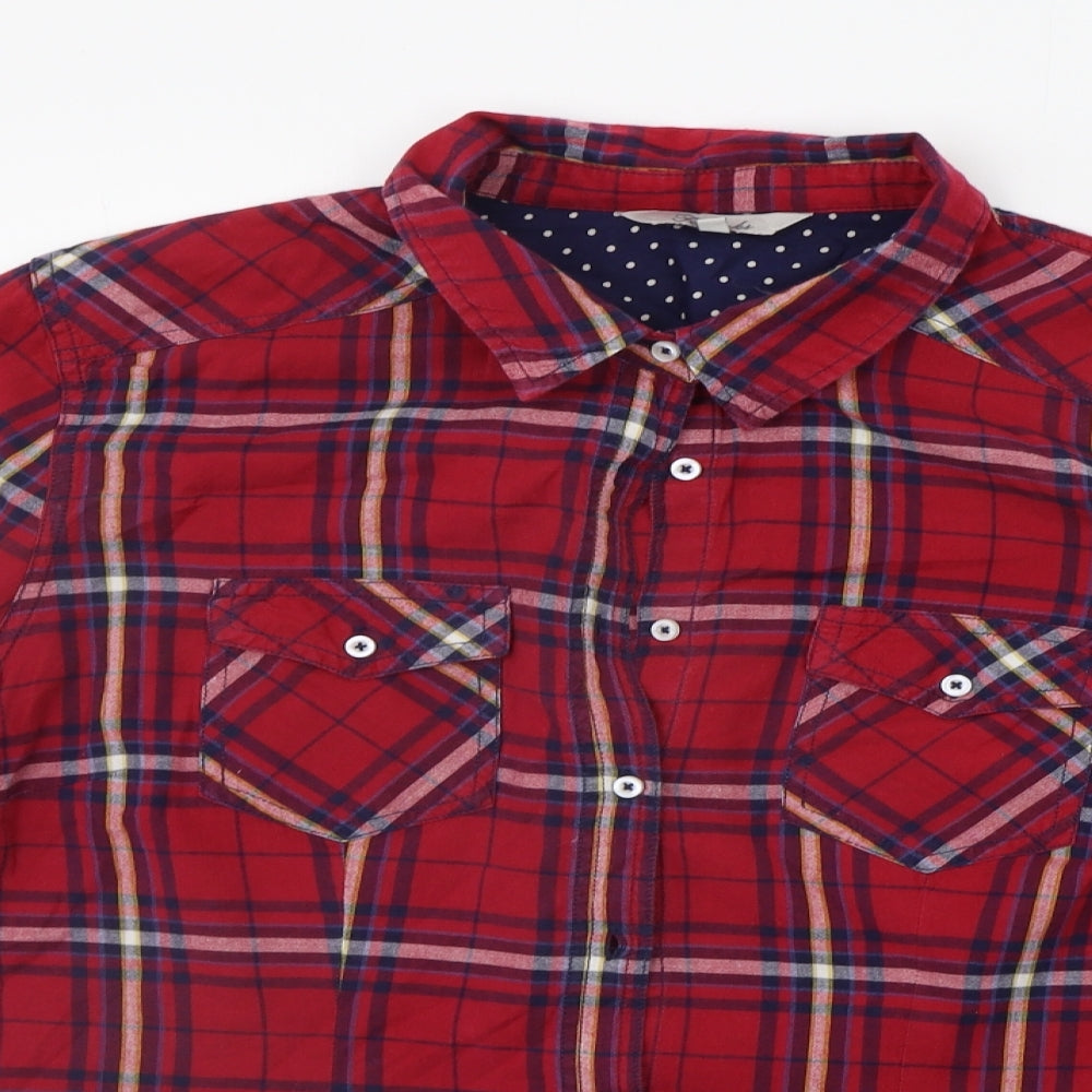 Peacocks Womens Red Check  Basic Button-Up Size 22