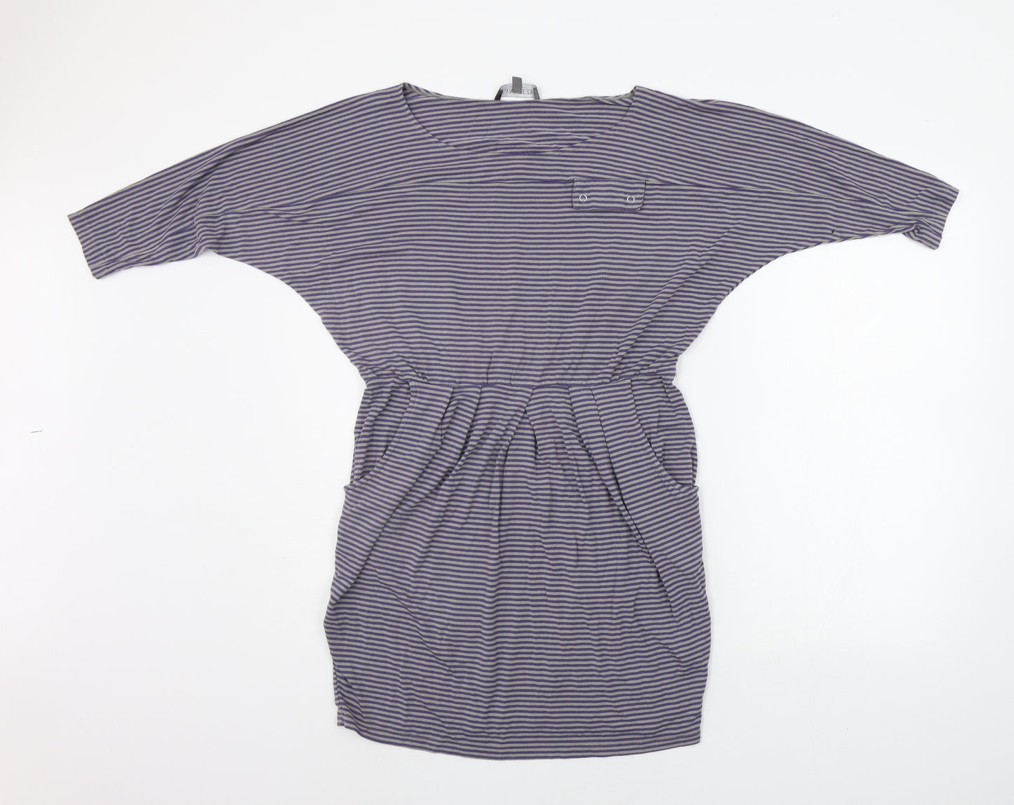 Marks and Spencer Womens Grey Striped  Fit & Flare  Size 10