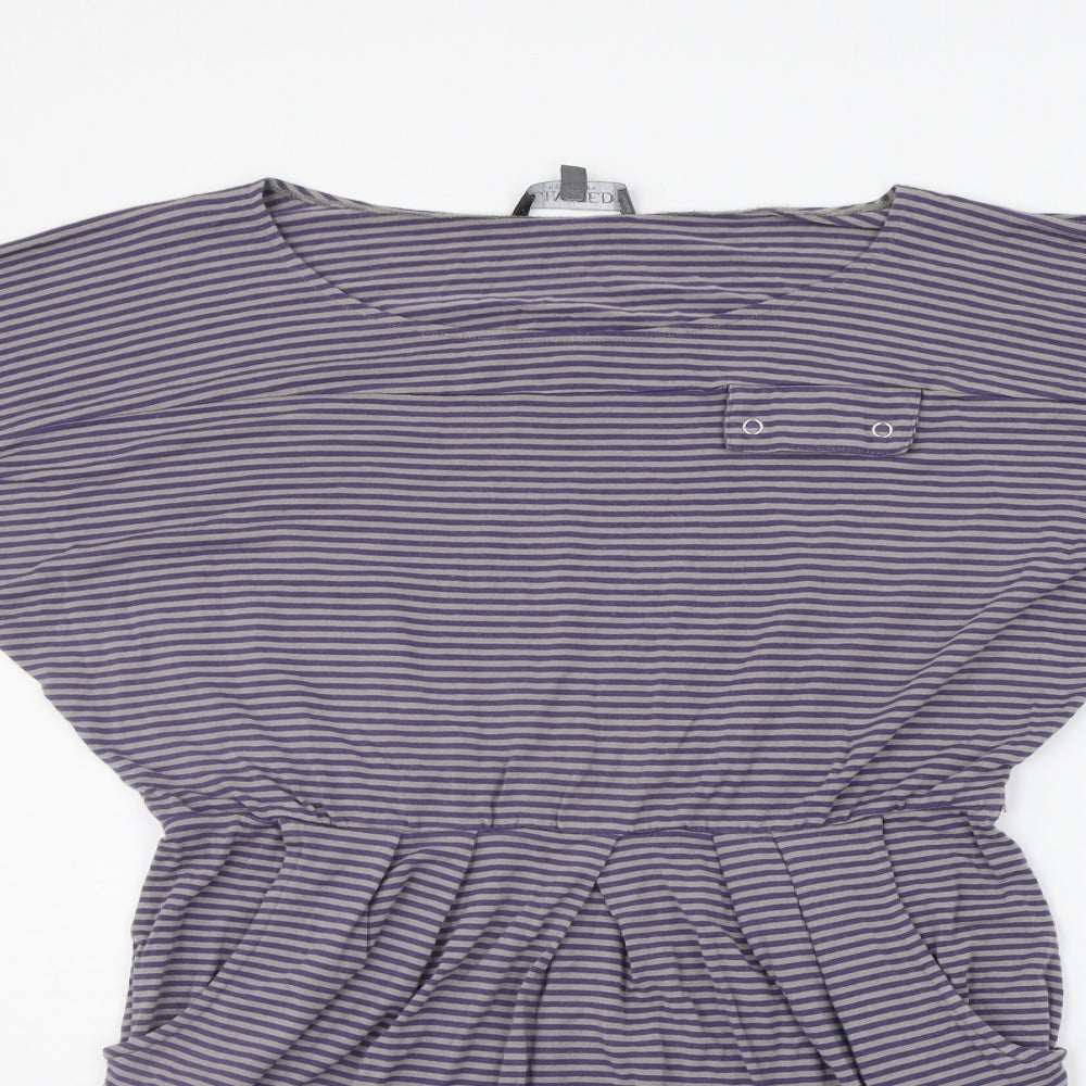 Marks and Spencer Womens Grey Striped  Fit & Flare  Size 10