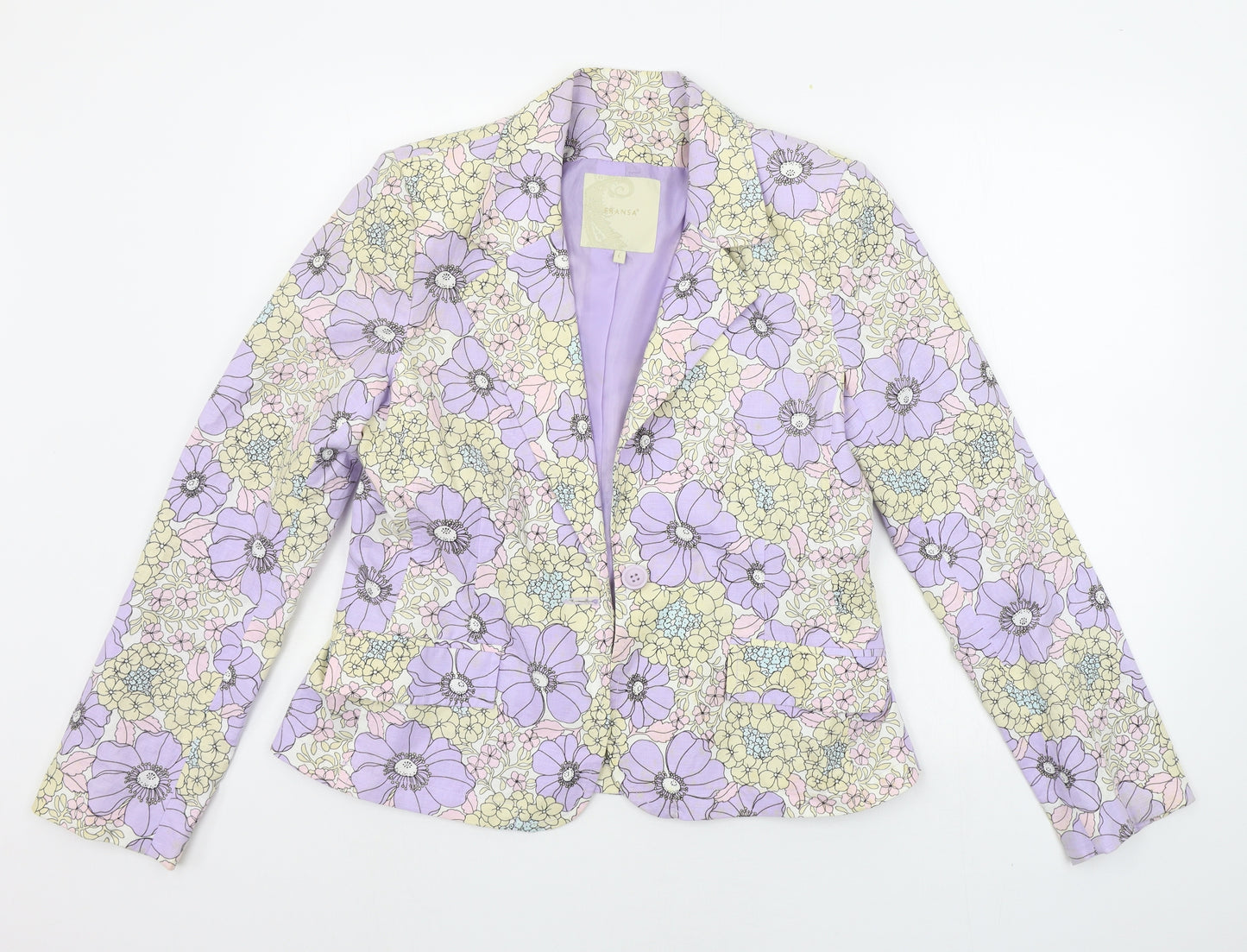 eransa Womens Purple Floral  Jacket Suit Jacket Size L