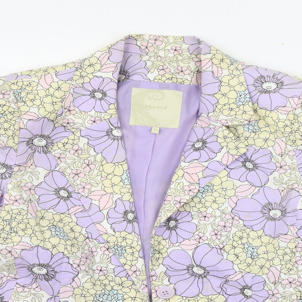 eransa Womens Purple Floral  Jacket Suit Jacket Size L