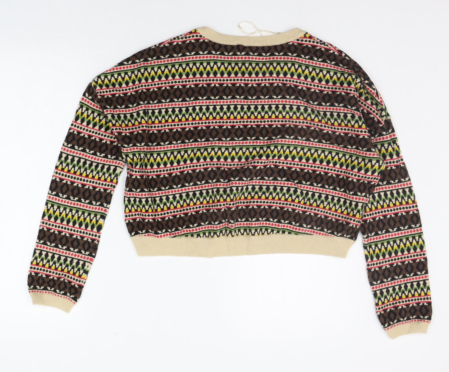 Divided Womens Beige Geometric  Pullover Jumper Size 12
