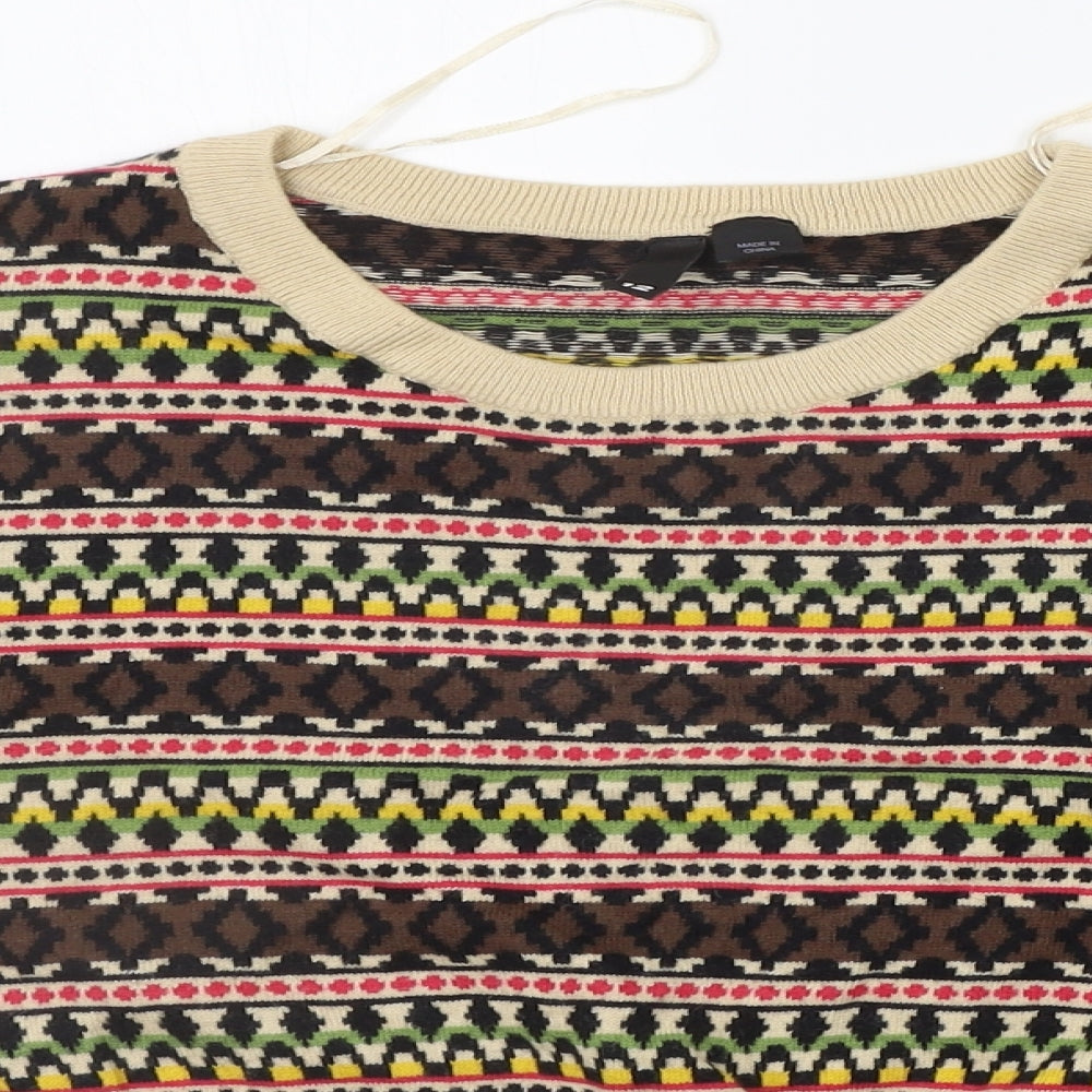 Divided Womens Beige Geometric  Pullover Jumper Size 12